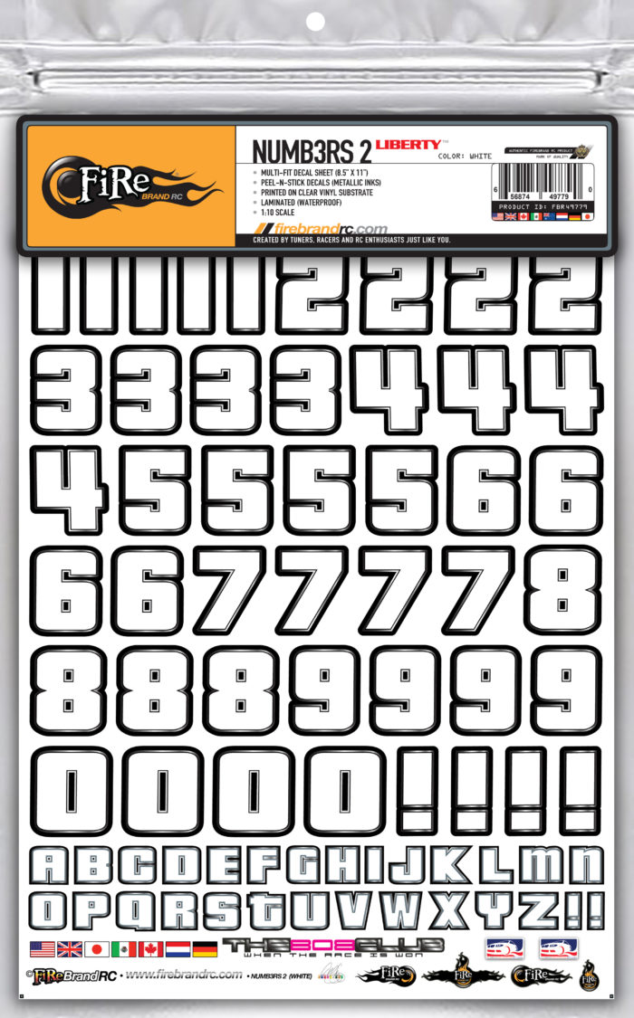 NUMB3RS 2 LIBERTY DECALS (White w/Silver & Black)