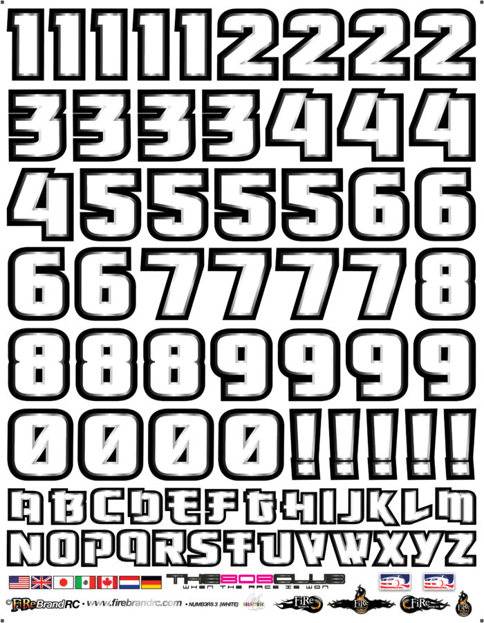 NUMB3RS 3 ROCKET DECALS (White w/Silver & Black) - Image 2