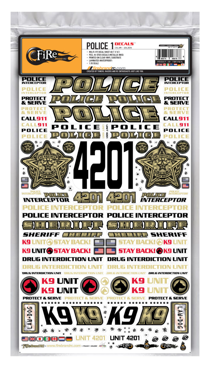 POLICE 1 DECALS (GOLDEN)