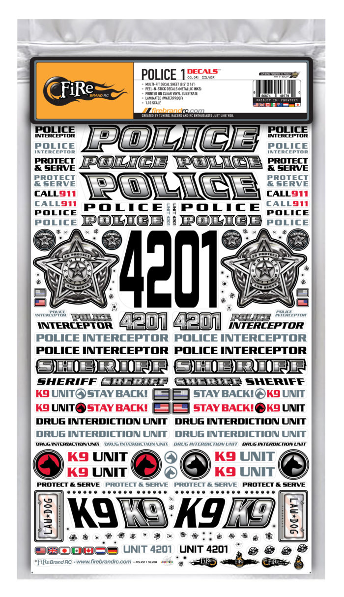 POLICE 1 DECALS (SILVER)